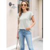 imageWomens Summer Tops Spring Outfits 2025 Fashion Casual Dressy T Shirts Cap Sleeve Workout Clothes Going Out Trendy VacationPure Gray