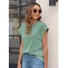 imageWomens Summer Tops Spring Outfits 2025 Fashion Casual Dressy T Shirts Cap Sleeve Workout Clothes Going Out Trendy VacationPure Green
