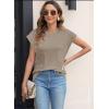 imageWomens Summer Tops Spring Outfits 2025 Fashion Casual Dressy T Shirts Cap Sleeve Workout Clothes Going Out Trendy VacationPure Khaki