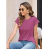 imageWomens Summer Tops Spring Outfits 2025 Fashion Casual Dressy T Shirts Cap Sleeve Workout Clothes Going Out Trendy VacationPure Purple