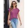 imageWomens Summer Tops Spring Outfits 2025 Fashion Casual Dressy T Shirts Cap Sleeve Workout Clothes Going Out Trendy VacationPure Purple