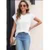 imageWomens Summer Tops Spring Outfits 2025 Fashion Casual Dressy T Shirts Cap Sleeve Workout Clothes Going Out Trendy VacationPure White