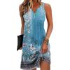 imageDisamer Womens Summer Dress 2025 Casual Button Down V Neck Sleeveless Boho Floral Beach Sundresses Vacation ALine DressesFlower Wallpaper Blue