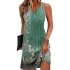 imageDisamer Womens Summer Dress 2025 Casual Button Down V Neck Sleeveless Boho Floral Beach Sundresses Vacation ALine DressesFlower Wallpaper Green