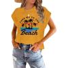 imageWomens Summer Tops Spring Outfits 2025 Fashion Casual Dressy T Shirts Cap Sleeve Workout Clothes Going Out Trendy VacationPrint Beach