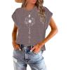 imageWomens Summer Tops Spring Outfits 2025 Fashion Casual Dressy T Shirts Cap Sleeve Workout Clothes Going Out Trendy VacationPrint Brown