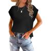 imageWomens Summer Tops Spring Outfits 2025 Fashion Casual Dressy T Shirts Cap Sleeve Workout Clothes Going Out Trendy VacationPure Black