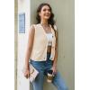 imageDisamer Sleeveless Sweater Vest for Women Crochet Knit Button Down Crop Cardigan Sleeveless Tank Tops with PocketsColor Apricot