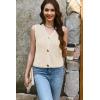 imageDisamer Sleeveless Sweater Vest for Women Crochet Knit Button Down Crop Cardigan Sleeveless Tank Tops with PocketsColor Apricot