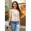 imageDisamer Sleeveless Sweater Vest for Women Crochet Knit Button Down Crop Cardigan Sleeveless Tank Tops with PocketsColor Apricot
