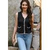 imageDisamer Sleeveless Sweater Vest for Women Crochet Knit Button Down Crop Cardigan Sleeveless Tank Tops with PocketsColor Black