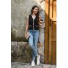 imageDisamer Sleeveless Sweater Vest for Women Crochet Knit Button Down Crop Cardigan Sleeveless Tank Tops with PocketsColor Black