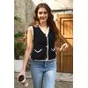 imageDisamer Sleeveless Sweater Vest for Women Crochet Knit Button Down Crop Cardigan Sleeveless Tank Tops with PocketsColor Black