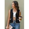 imageDisamer Sleeveless Sweater Vest for Women Crochet Knit Button Down Crop Cardigan Sleeveless Tank Tops with PocketsColor Black