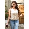 imageDisamer Sleeveless Sweater Vest for Women Crochet Knit Button Down Crop Cardigan Sleeveless Tank Tops with PocketsDouble Apricot
