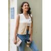 imageDisamer Sleeveless Sweater Vest for Women Crochet Knit Button Down Crop Cardigan Sleeveless Tank Tops with PocketsDouble Apricot