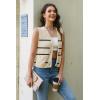 imageDisamer Sleeveless Sweater Vest for Women Crochet Knit Button Down Crop Cardigan Sleeveless Tank Tops with PocketsStripe Apricot