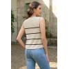 imageDisamer Sleeveless Sweater Vest for Women Crochet Knit Button Down Crop Cardigan Sleeveless Tank Tops with PocketsStripe Apricot