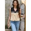 imageDisamer Sleeveless Sweater Vest for Women Crochet Knit Button Down Crop Cardigan Sleeveless Tank Tops with PocketsTriple Black