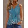 imageDisamer Tank Tops for Women 2025 Summer Casual Button Down Shirts Loose Fit V Neck Sleeveless Tshirt BlouseFlower Wallpaper Blue