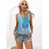 imageDisamer Tank Tops for Women 2025 Summer Casual Button Down Shirts Loose Fit V Neck Sleeveless Tshirt BlouseFlower Wallpaper Blue