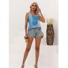 imageDisamer Tank Tops for Women 2025 Summer Casual Button Down Shirts Loose Fit V Neck Sleeveless Tshirt BlouseFlower Wallpaper Blue