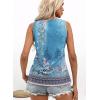 imageDisamer Tank Tops for Women 2025 Summer Casual Button Down Shirts Loose Fit V Neck Sleeveless Tshirt BlouseFlower Wallpaper Blue
