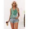 imageDisamer Tank Tops for Women 2025 Summer Casual Button Down Shirts Loose Fit V Neck Sleeveless Tshirt BlouseFlower Wallpaper Green