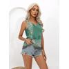 imageDisamer Tank Tops for Women 2025 Summer Casual Button Down Shirts Loose Fit V Neck Sleeveless Tshirt BlouseFlower Wallpaper Green