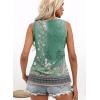imageDisamer Tank Tops for Women 2025 Summer Casual Button Down Shirts Loose Fit V Neck Sleeveless Tshirt BlouseFlower Wallpaper Green