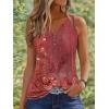 imageDisamer Tank Tops for Women 2025 Summer Casual Button Down Shirts Loose Fit V Neck Sleeveless Tshirt BlouseFlower Wallpaper Red