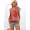 imageDisamer Tank Tops for Women 2025 Summer Casual Button Down Shirts Loose Fit V Neck Sleeveless Tshirt BlouseFlower Wallpaper Red