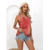 imageDisamer Tank Tops for Women 2025 Summer Casual Button Down Shirts Loose Fit V Neck Sleeveless Tshirt BlouseFlower Wallpaper Red