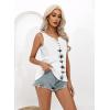 imageDisamer Tank Tops for Women 2025 Summer Casual Button Down Shirts Loose Fit V Neck Sleeveless Tshirt BlouseFlower White
