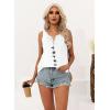 imageDisamer Tank Tops for Women 2025 Summer Casual Button Down Shirts Loose Fit V Neck Sleeveless Tshirt BlouseFlower White