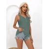 imageDisamer Tank Tops for Women 2025 Summer Casual Button Down Shirts Loose Fit V Neck Sleeveless Tshirt BlouseLace Green