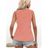 imageDisamer Tank Tops for Women 2025 Summer Casual Button Down Shirts Loose Fit V Neck Sleeveless Tshirt BlouseLace Orange