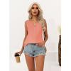 imageDisamer Tank Tops for Women 2025 Summer Casual Button Down Shirts Loose Fit V Neck Sleeveless Tshirt BlouseLace Orange