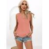 imageDisamer Tank Tops for Women 2025 Summer Casual Button Down Shirts Loose Fit V Neck Sleeveless Tshirt BlouseLace Orange