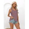 imageDisamer Tank Tops for Women 2025 Summer Casual Button Down Shirts Loose Fit V Neck Sleeveless Tshirt BlouseLace Pink