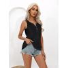 imageDisamer Tank Tops for Women 2025 Summer Casual Button Down Shirts Loose Fit V Neck Sleeveless Tshirt BlouseLiu Black