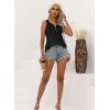 imageDisamer Tank Tops for Women 2025 Summer Casual Button Down Shirts Loose Fit V Neck Sleeveless Tshirt BlouseLiu Black