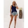 imageDisamer Tank Tops for Women 2025 Summer Casual Button Down Shirts Loose Fit V Neck Sleeveless Tshirt BlouseLiu Navy