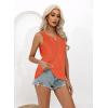 imageDisamer Tank Tops for Women 2025 Summer Casual Button Down Shirts Loose Fit V Neck Sleeveless Tshirt BlouseLiu Orange