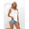 imageDisamer Tank Tops for Women 2025 Summer Casual Button Down Shirts Loose Fit V Neck Sleeveless Tshirt BlouseLiu White