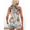 imageDisamer Tank Tops for Women 2025 Summer Casual Button Down Shirts Loose Fit V Neck Sleeveless Tshirt BlousePattern Purple