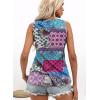 imageDisamer Tank Tops for Women 2025 Summer Casual Button Down Shirts Loose Fit V Neck Sleeveless Tshirt BlousePlaid Purple