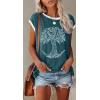imageDisamer Womens Cap Sleeve Tank Tops 2025 Sleeveless T Shirts Loose Fit Cute Graphic Tees Funny Short Sleeve BlousesPrint Leaf
