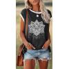 imageDisamer Womens Cap Sleeve Tank Tops 2025 Sleeveless T Shirts Loose Fit Cute Graphic Tees Funny Short Sleeve BlousesPrint Lotus