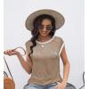 imageDisamer Womens Cap Sleeve Tank Tops 2025 Sleeveless T Shirts Loose Fit Cute Graphic Tees Funny Short Sleeve BlousesPure Apricot